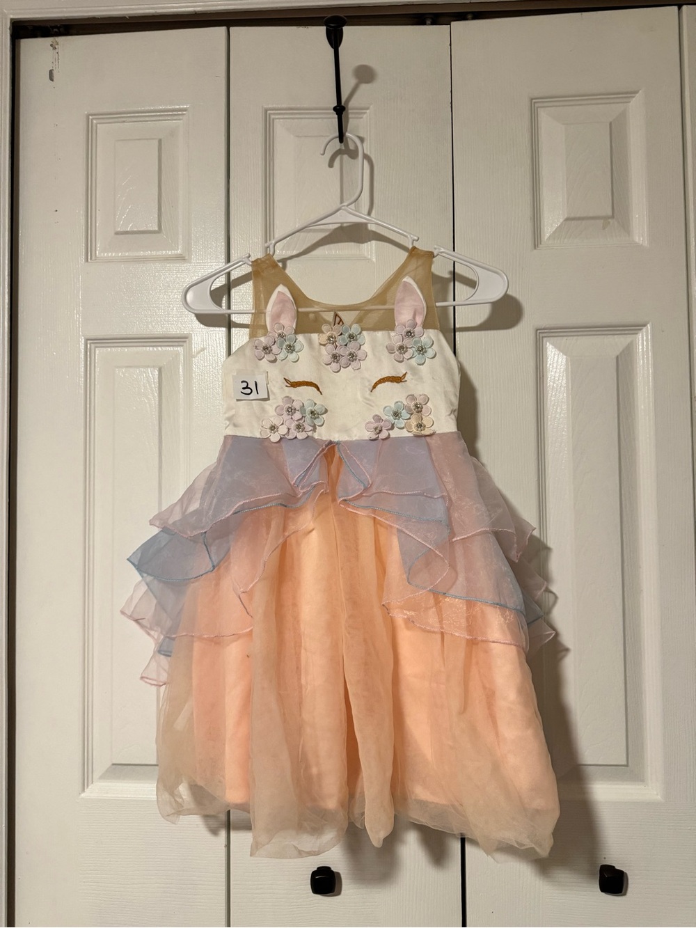 Unbranded Girls Peach & Lavender Unicorn Dress Costume